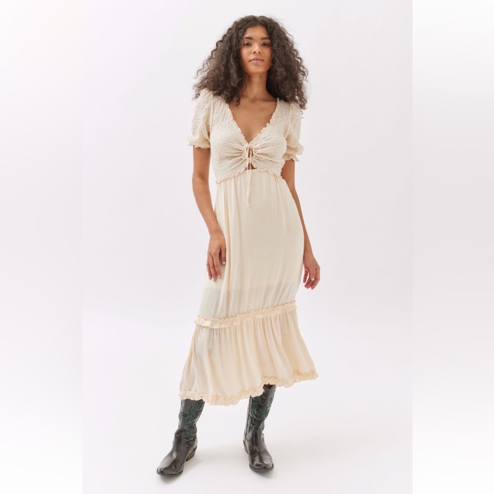 Urban Outfitters UO Picnic Time Midi Dress Light Cream Beige women’s size XS